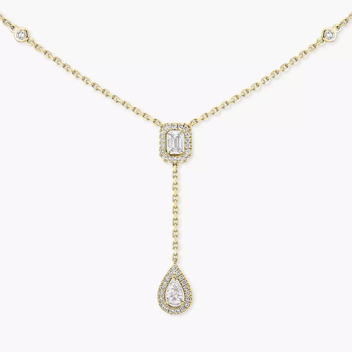 [KELA]SUGAR CUBE & TEARDROP FULL PAVÉ NECKLACE