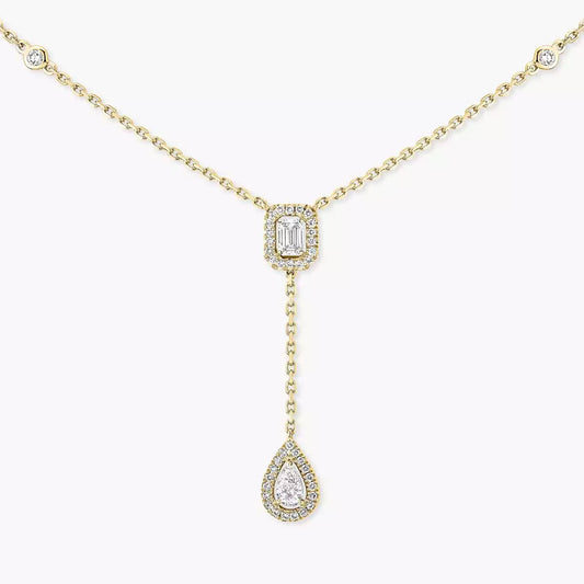 [KELA]SUGAR CUBE & TEARDROP FULL PAVÉ NECKLACE