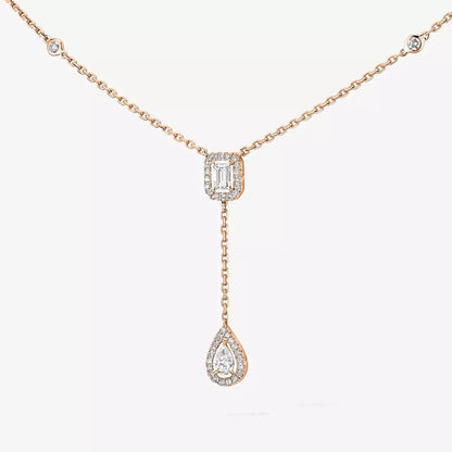 [KELA]SUGAR CUBE & TEARDROP FULL PAVÉ NECKLACE