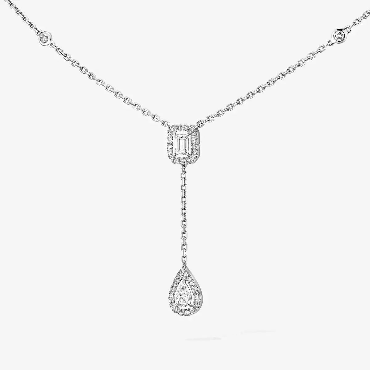 [KELA]SUGAR CUBE & TEARDROP FULL PAVÉ NECKLACE