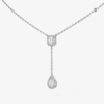 [KELA]SUGAR CUBE & TEARDROP FULL PAVÉ NECKLACE