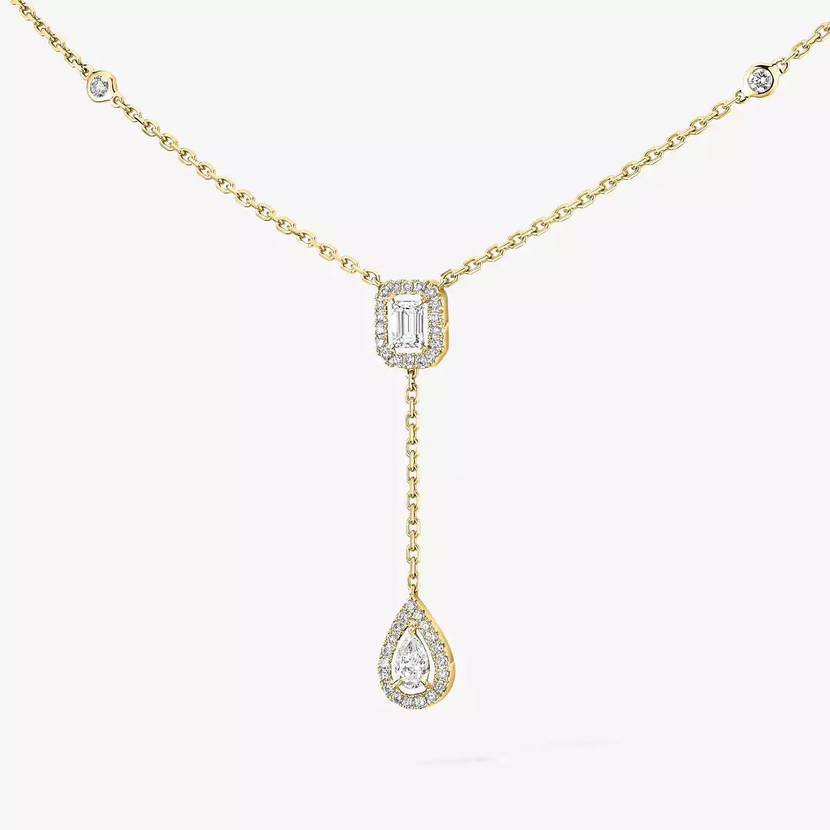 [KELA]SUGAR CUBE & TEARDROP FULL PAVÉ NECKLACE