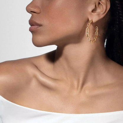 [KELA]MOVE LINK KINETIC DIAMOND HOOP EARRINGS
