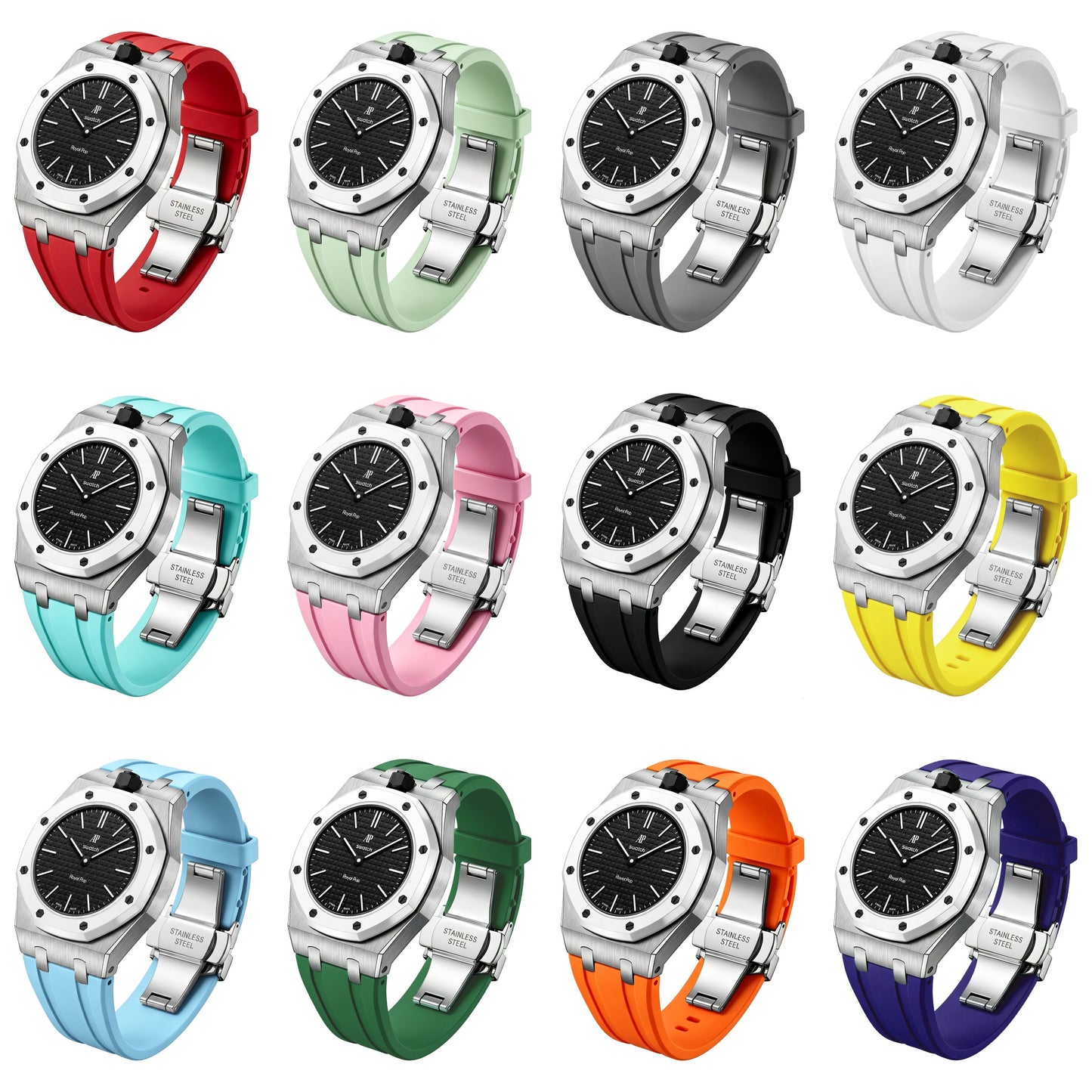 [KELA]Royal Oak Pop Exclusive Steel Case & Silicone Strap With Cradle