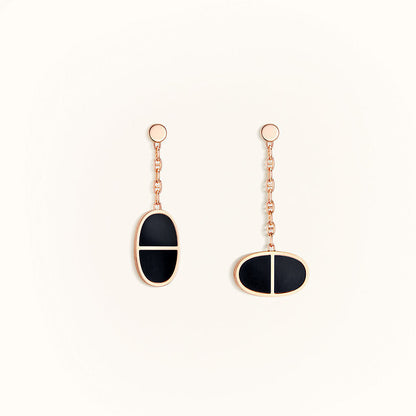[KELA]CHAINE VERSO BLACK CERAMIC EARRINGS