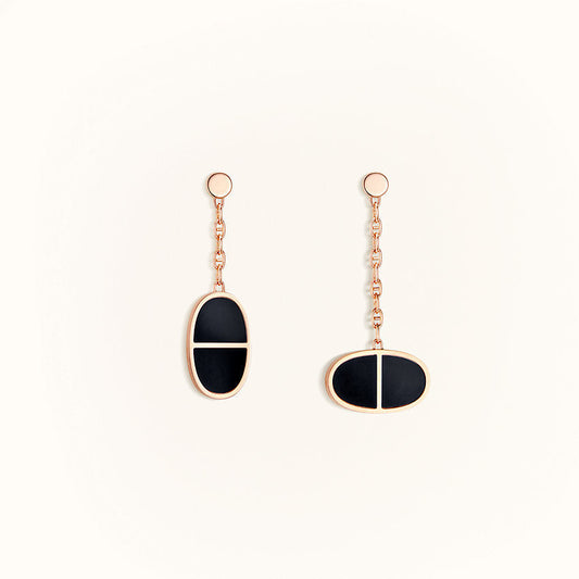 [KELA]CHAINE VERSO BLACK CERAMIC EARRINGS