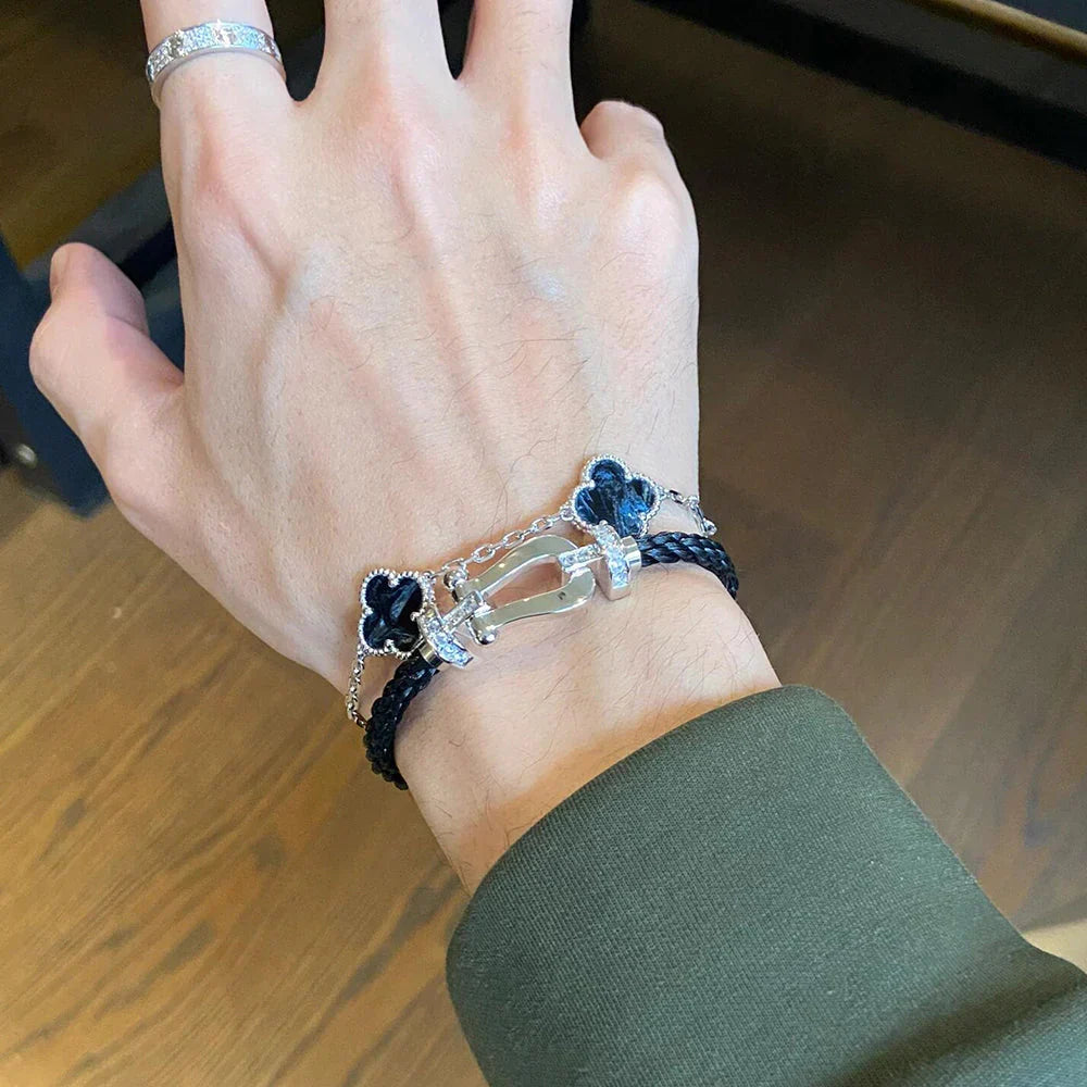 [KELA]LUCKY CLOVER 5-MOTIF BRACELET - PIETERSITE COLLECTION