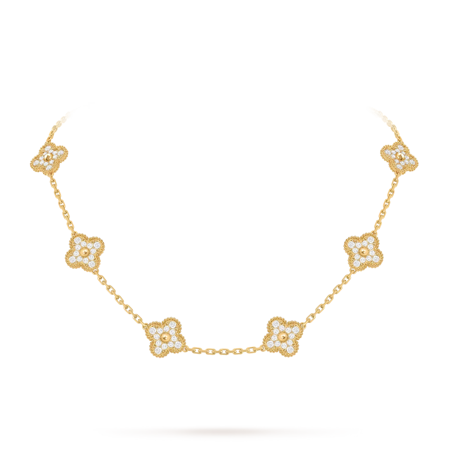 [KELA]CLASSIC LUCKY 10-MOTIF CLOVER NECKLACE GOLD COLLECTION