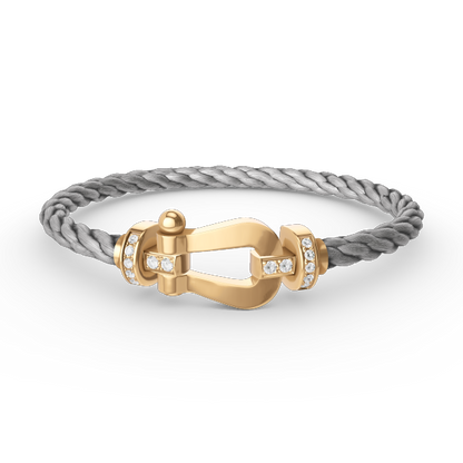 [KELA]FORCE LARGE HORSESHOE HALF DIAMOND BRACELET - GOLD