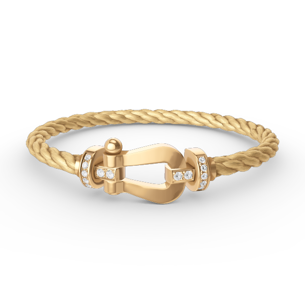 [KELA]FORCE LARGE HORSESHOE HALF DIAMOND BRACELET - GOLD