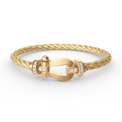 [KELA]FORCE LARGE HORSESHOE HALF DIAMOND BRACELET - GOLD