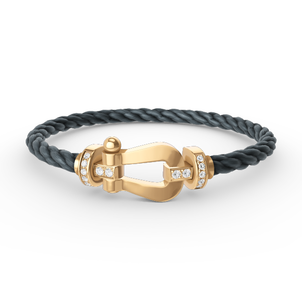 [KELA]FORCE LARGE HORSESHOE HALF DIAMOND BRACELET - GOLD