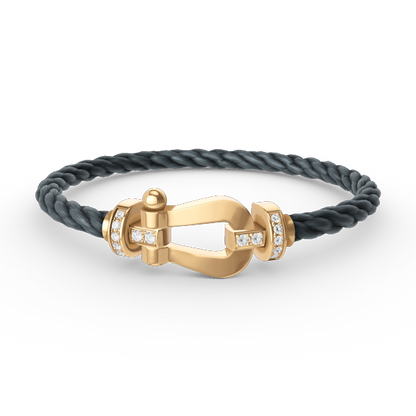 [KELA]FORCE LARGE HORSESHOE HALF DIAMOND BRACELET - GOLD