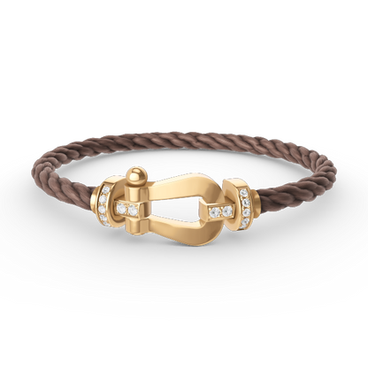 [KELA]FORCE LARGE HORSESHOE HALF DIAMOND BRACELET - GOLD