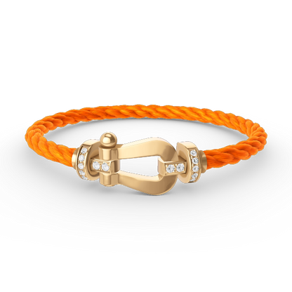 [KELA]FORCE LARGE HORSESHOE HALF DIAMOND BRACELET - GOLD