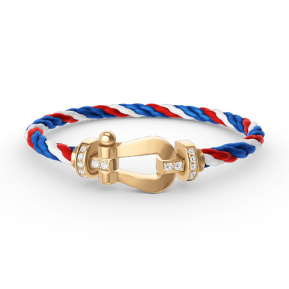 [KELA]FORCE LARGE HORSESHOE HALF DIAMOND BRACELET - GOLD