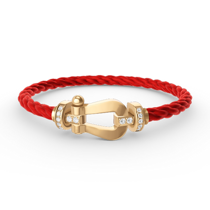 [KELA]FORCE LARGE HORSESHOE HALF DIAMOND BRACELET - GOLD