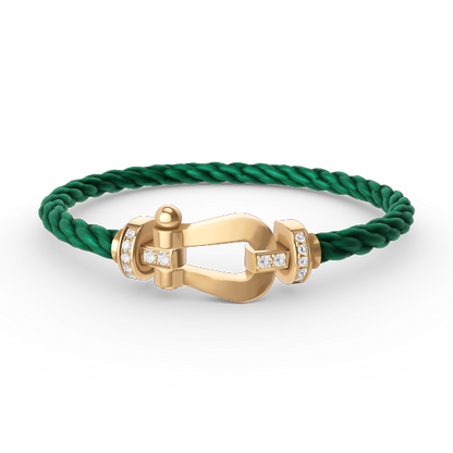 [KELA]FORCE LARGE HORSESHOE HALF DIAMOND BRACELET - GOLD