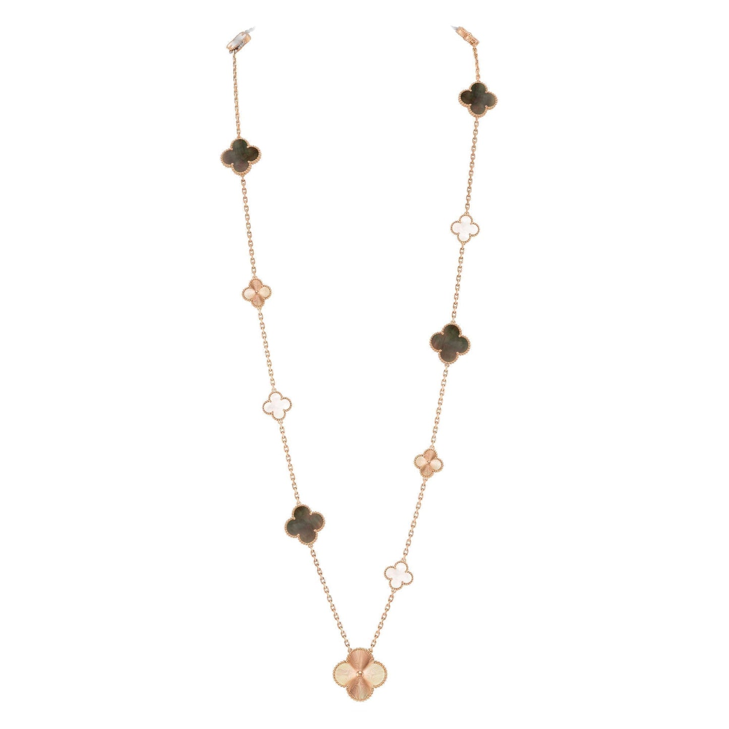 [KELA]DETACHABLE 15-MOTIF CLOVER STATEMENT SET - GREY MOTHER-OF-PEARL & LASER
