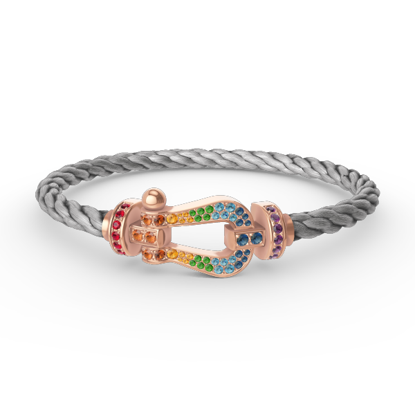 [KELA]FORCE LARGE HORSESHOE COLORED DIAMOND BRACELET - ROSE GOLD