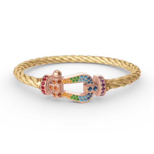 [KELA]FORCE LARGE HORSESHOE COLORED DIAMOND BRACELET - ROSE GOLD