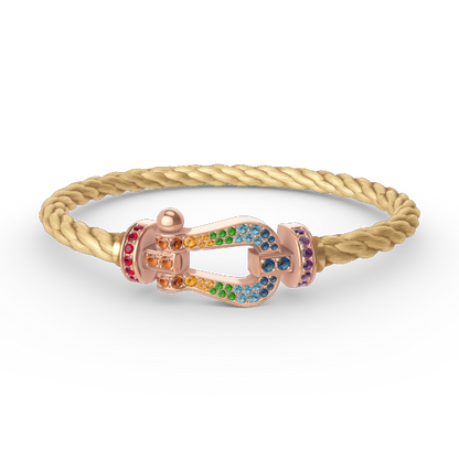 [KELA]FORCE LARGE HORSESHOE COLORED DIAMOND BRACELET - ROSE GOLD