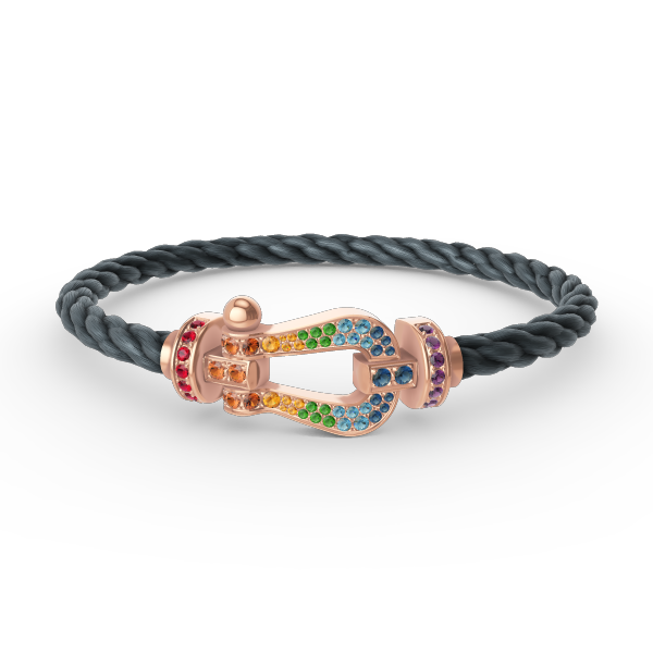 [KELA]FORCE LARGE HORSESHOE COLORED DIAMOND BRACELET - ROSE GOLD