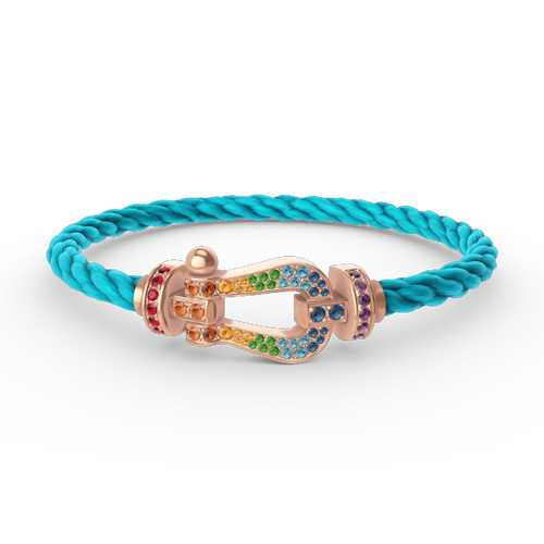 [KELA]FORCE LARGE HORSESHOE COLORED DIAMOND BRACELET - ROSE GOLD