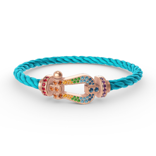 [KELA]FORCE LARGE HORSESHOE COLORED DIAMOND BRACELET - ROSE GOLD