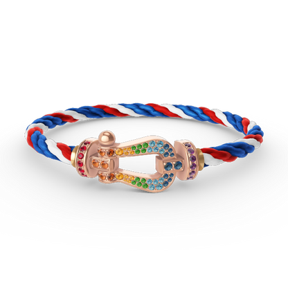 [KELA]FORCE LARGE HORSESHOE COLORED DIAMOND BRACELET - ROSE GOLD