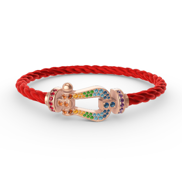 [KELA]FORCE LARGE HORSESHOE COLORED DIAMOND BRACELET - ROSE GOLD