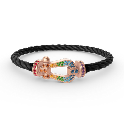 [KELA]FORCE LARGE HORSESHOE COLORED DIAMOND BRACELET - ROSE GOLD