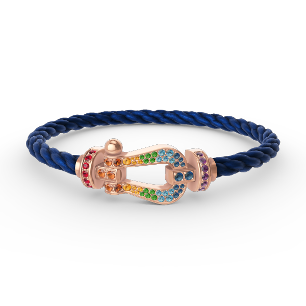 [KELA]FORCE LARGE HORSESHOE COLORED DIAMOND BRACELET - ROSE GOLD