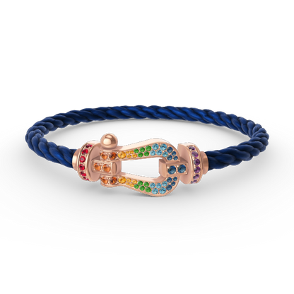 [KELA]FORCE LARGE HORSESHOE COLORED DIAMOND BRACELET - ROSE GOLD