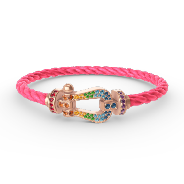 [KELA]FORCE LARGE HORSESHOE COLORED DIAMOND BRACELET - ROSE GOLD