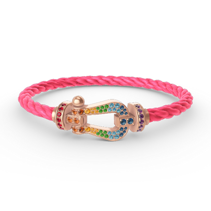 [KELA]FORCE LARGE HORSESHOE COLORED DIAMOND BRACELET - ROSE GOLD