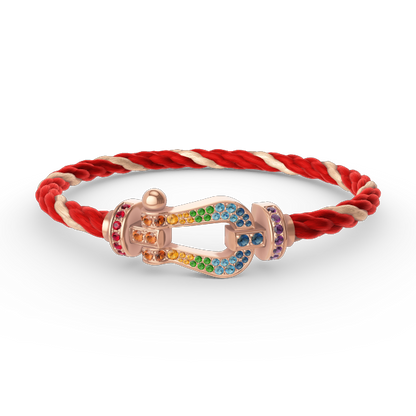 [KELA]FORCE LARGE HORSESHOE COLORED DIAMOND BRACELET - ROSE GOLD