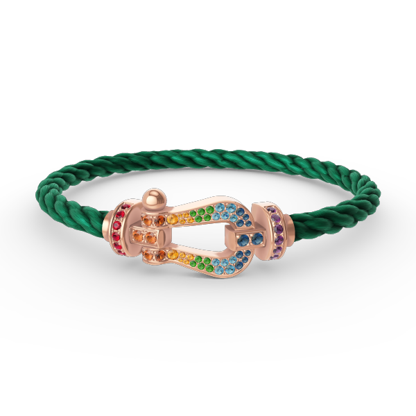 [KELA]FORCE LARGE HORSESHOE COLORED DIAMOND BRACELET - ROSE GOLD