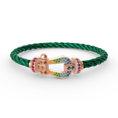 [KELA]FORCE LARGE HORSESHOE COLORED DIAMOND BRACELET - ROSE GOLD