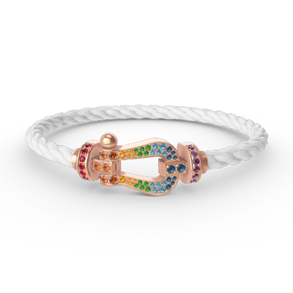 [KELA]FORCE LARGE HORSESHOE COLORED DIAMOND BRACELET - ROSE GOLD