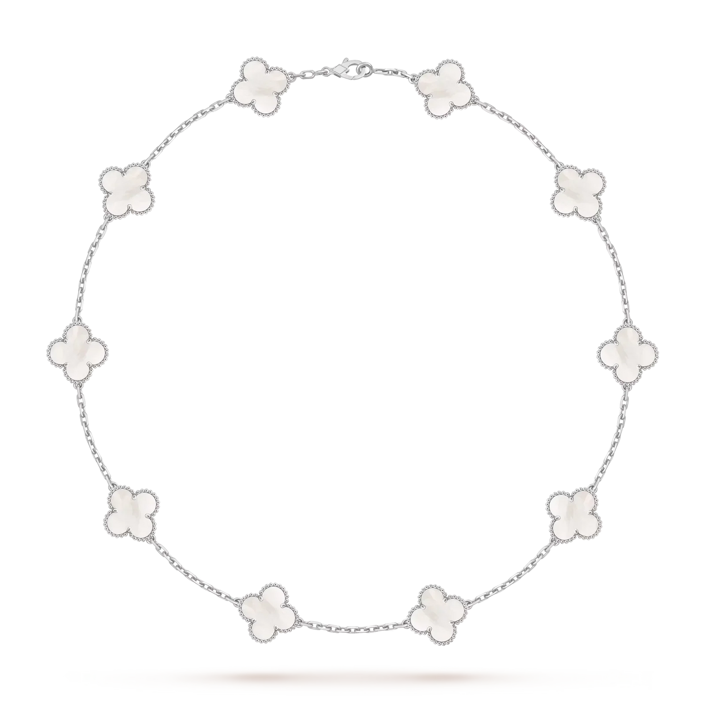 [KELA]CLASSIC LUCKY 10-MOTIF CLOVER NECKLACE WHITE GOLD COLLECTION