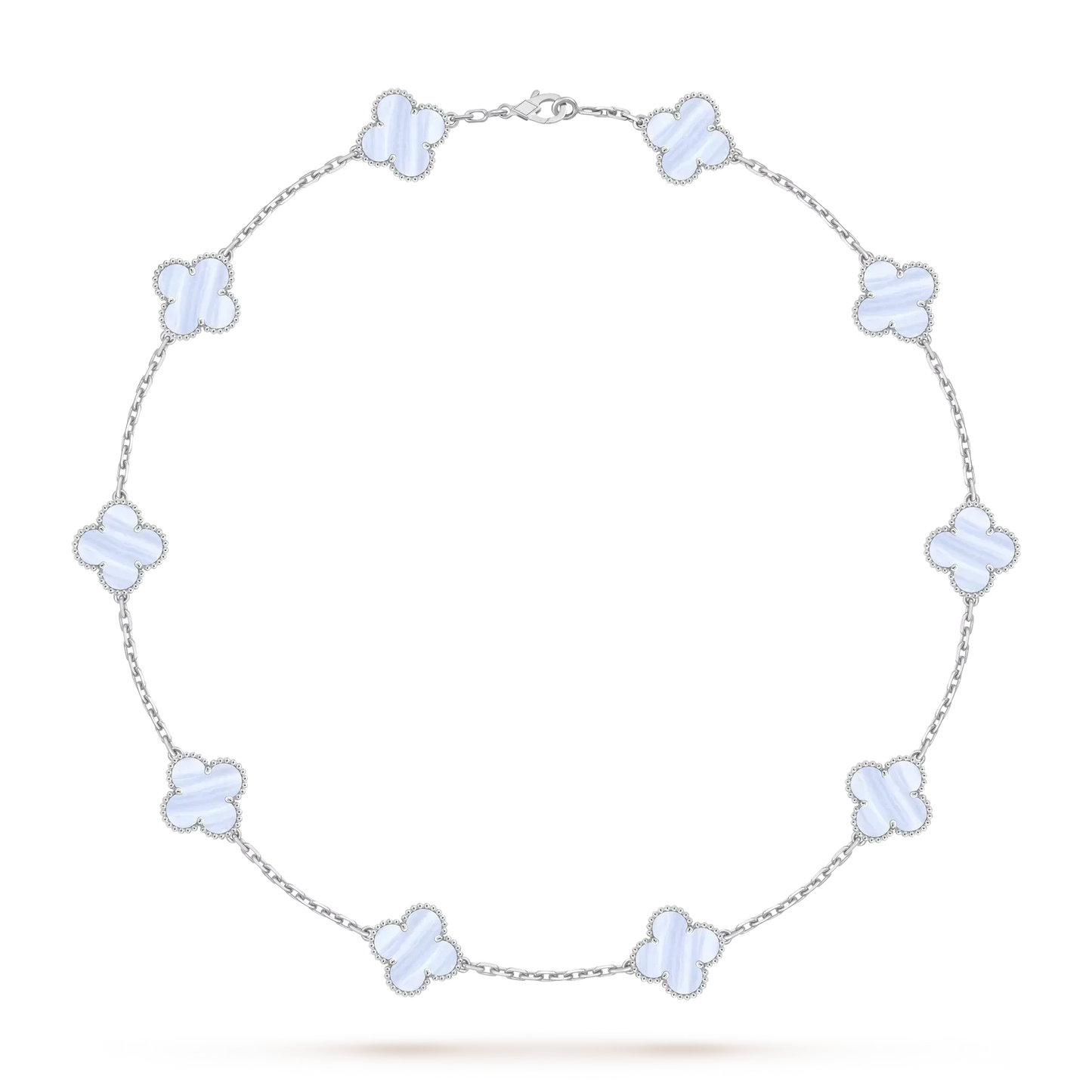 [KELA]CLASSIC LUCKY 10-MOTIF CLOVER NECKLACE WHITE GOLD COLLECTION