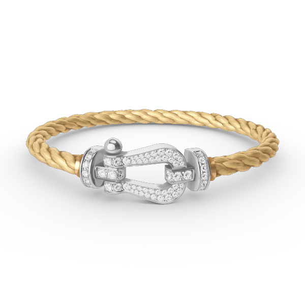 [KELA]FORCE LARGE HORSESHOE FULL DIAMOND BRACELET - WHITE GOLD