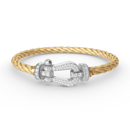 [KELA]FORCE LARGE HORSESHOE FULL DIAMOND BRACELET - WHITE GOLD