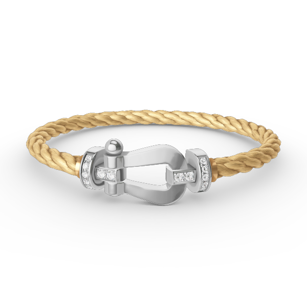 [KELA]FORCE LARGE HORSESHOE HALF DIAMOND BRACELET - WHITE GOLD