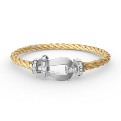 [KELA]FORCE LARGE HORSESHOE HALF DIAMOND BRACELET - WHITE GOLD