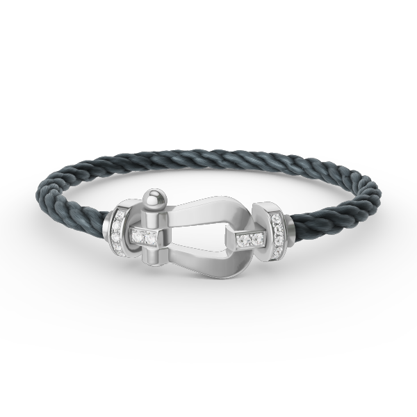 [KELA]FORCE LARGE HORSESHOE HALF DIAMOND BRACELET - WHITE GOLD