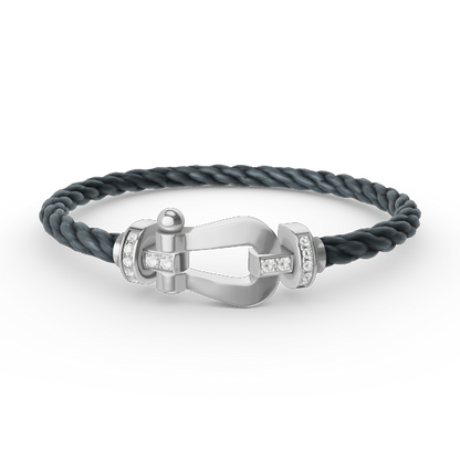 [KELA]FORCE LARGE HORSESHOE HALF DIAMOND BRACELET - WHITE GOLD