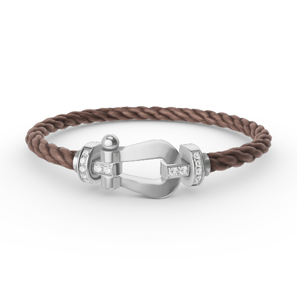 [KELA]FORCE LARGE HORSESHOE HALF DIAMOND BRACELET - WHITE GOLD