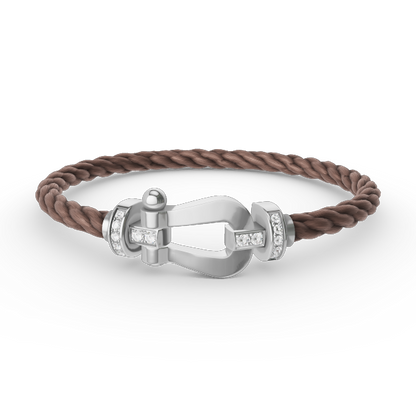 [KELA]FORCE LARGE HORSESHOE HALF DIAMOND BRACELET - WHITE GOLD